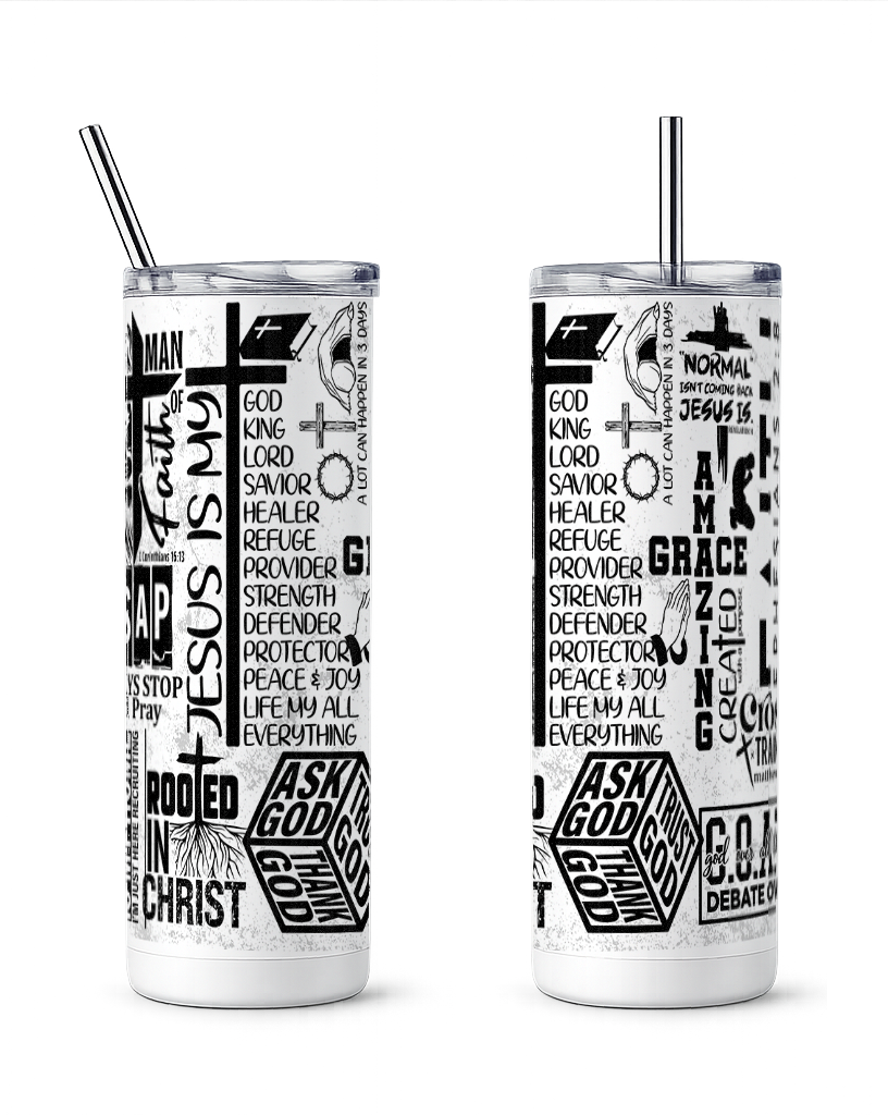 Stylish Christian Theme Tumbler with Splash-Proof Lid