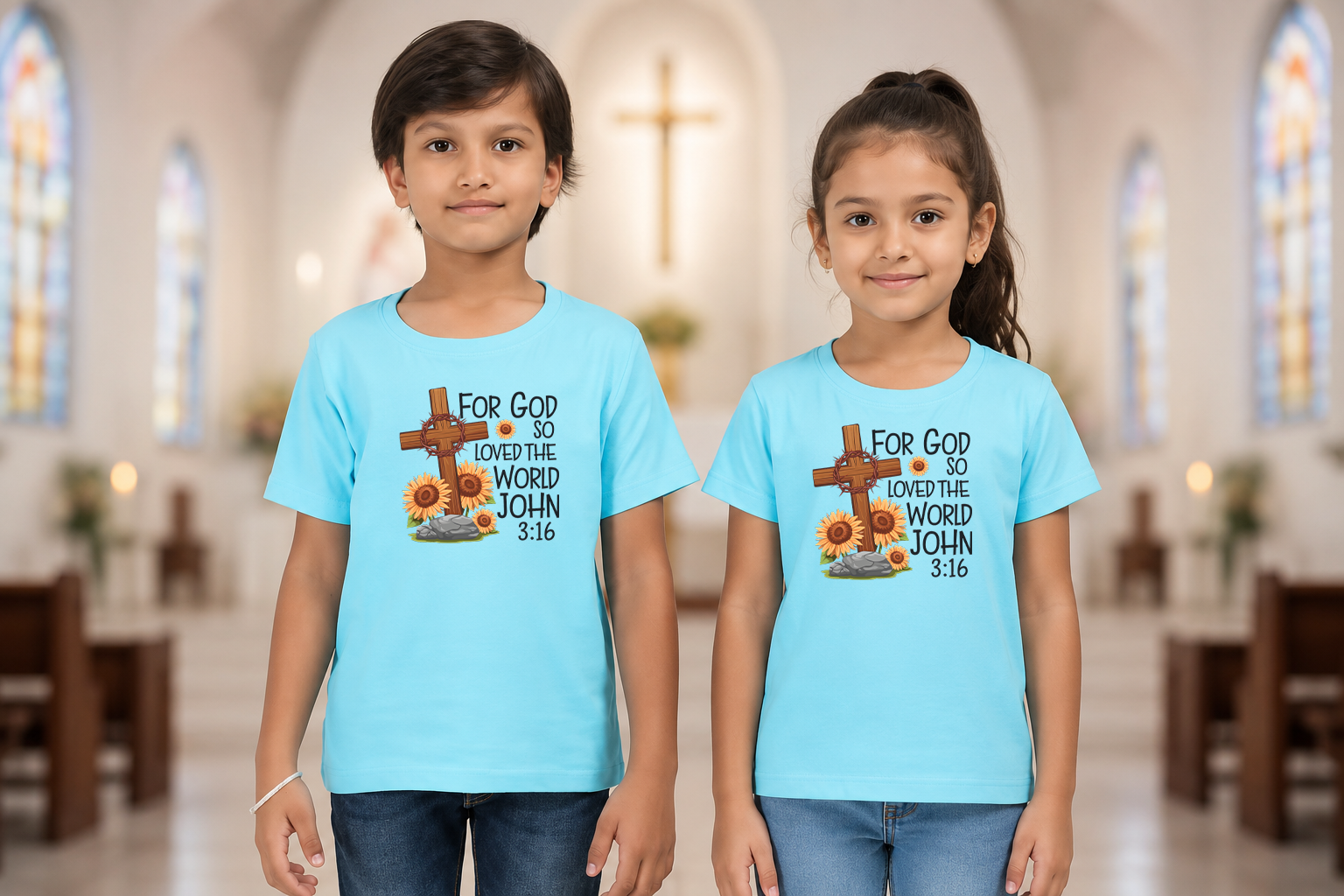 Boys & Girls Classic Crew Neck Cotton Tee