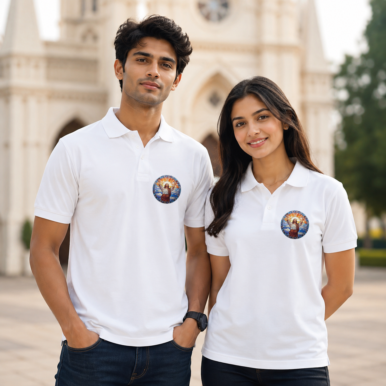 Christian Scripture White Polo T-Shirt – Premium 220 GSM Cotton
