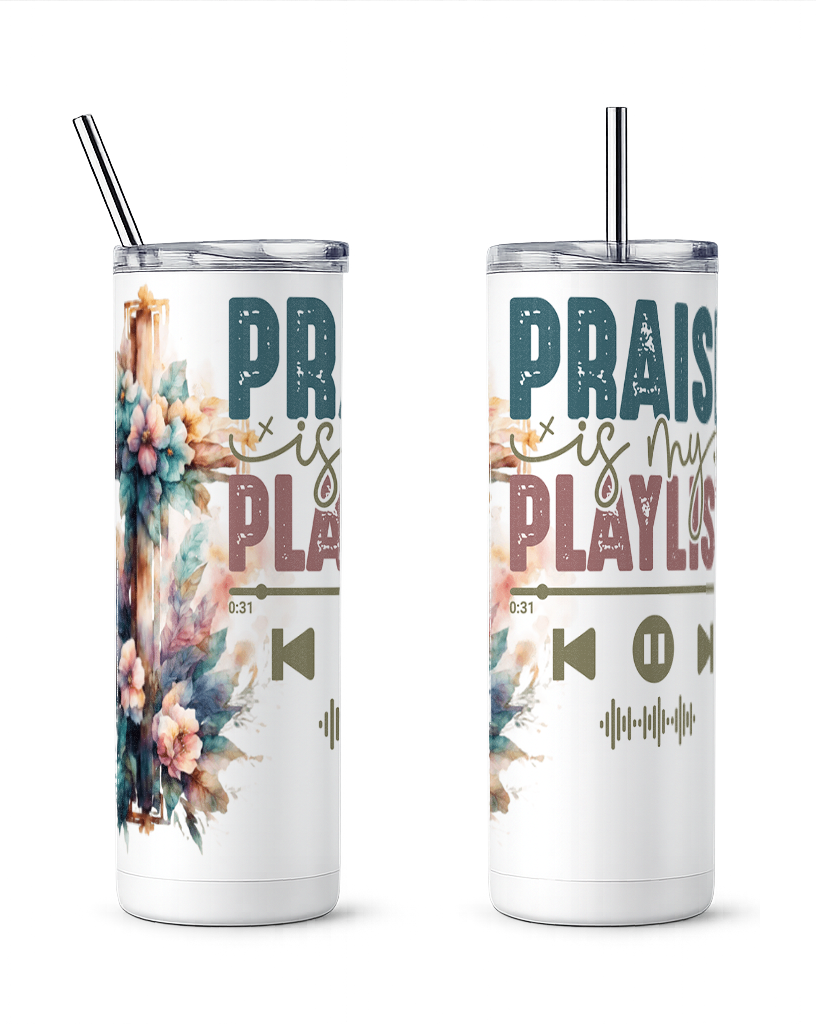 Stylish Christian Theme Tumbler with Splash-Proof Lid