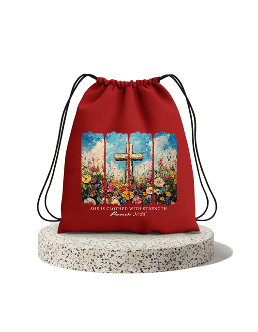 Christian Quotes Drawstring Cotton Bag | Premium Christian Sport & Travel Bag