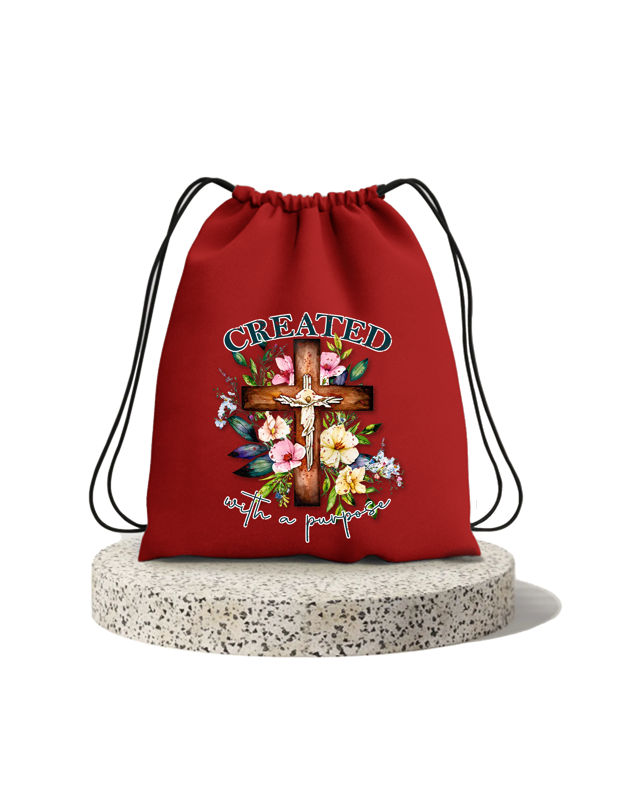 Created with a Purpose Drawstring Cotton Bag | Premium Christian Sport & Travel Bag