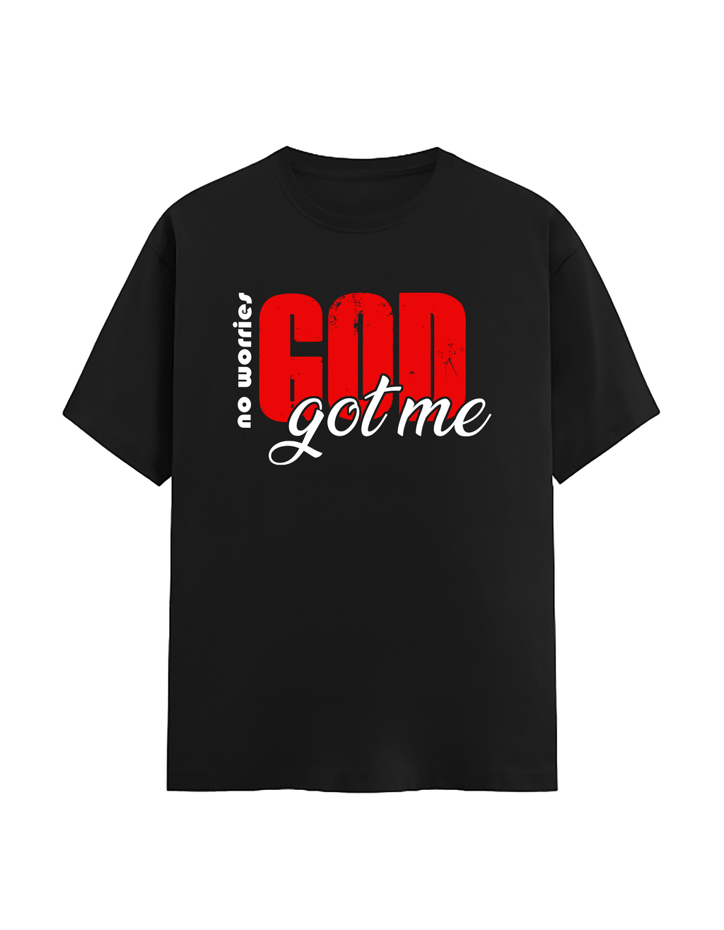 No Worries God Got Me Printed Unisex Stretch T-Shirt | Premium 240 GSM White Christian Tee | Soft Cotton Blend