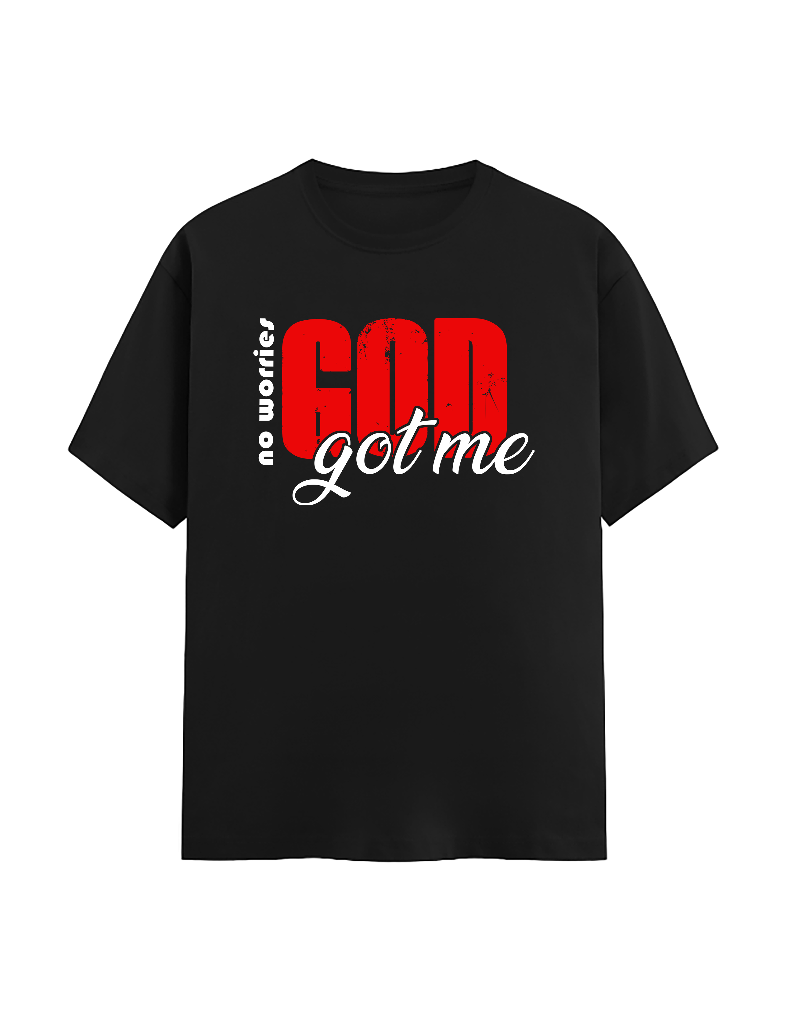 No Worries God Got Me Printed Unisex Stretch T-Shirt | Premium 240 GSM White Christian Tee | Soft Cotton Blend