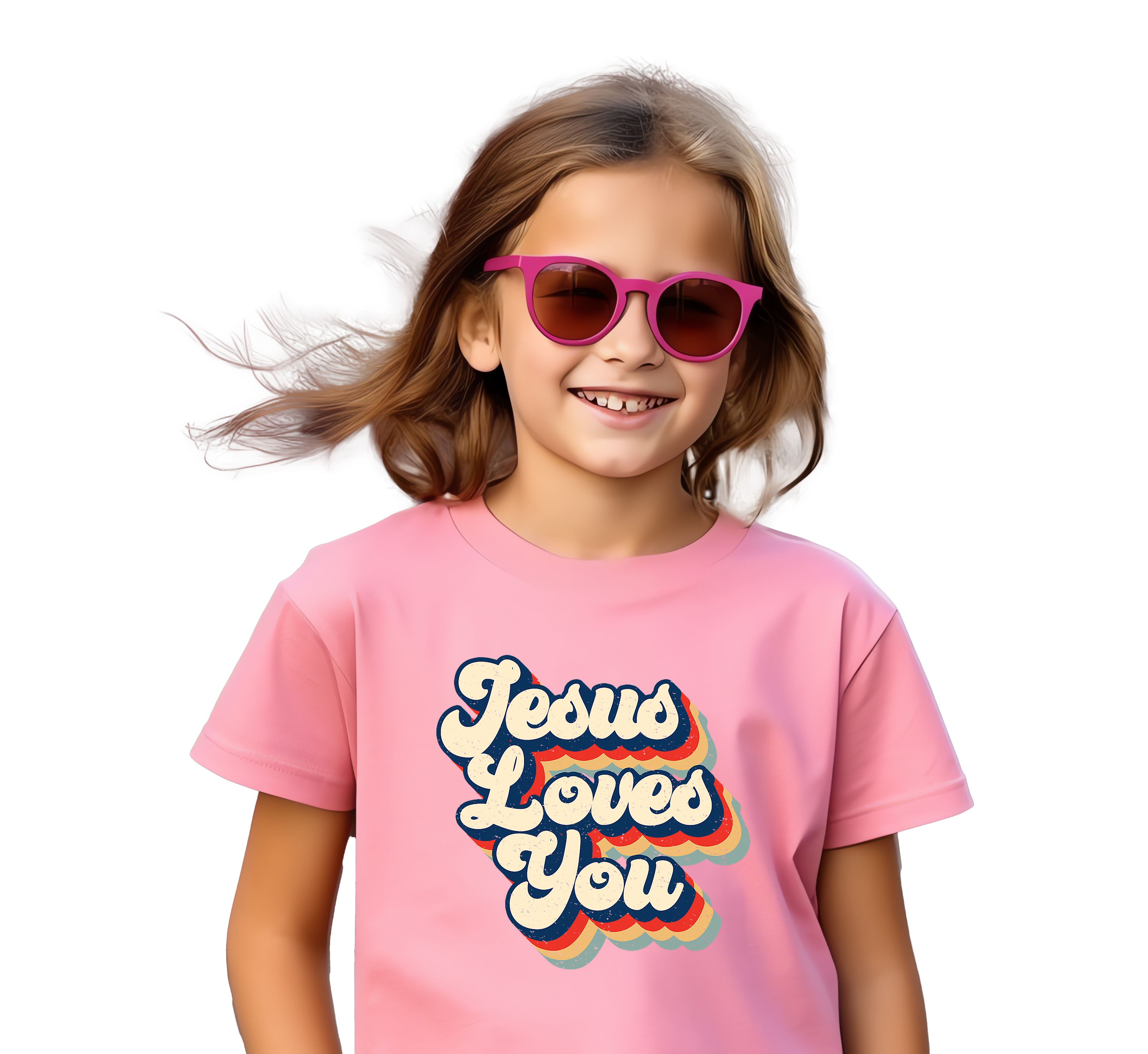 Jesus Loves You Printed T-Shirt for Boys & Girls | 100% Cotton Classic Crew Neck | Soft Everyday Christian Wear
