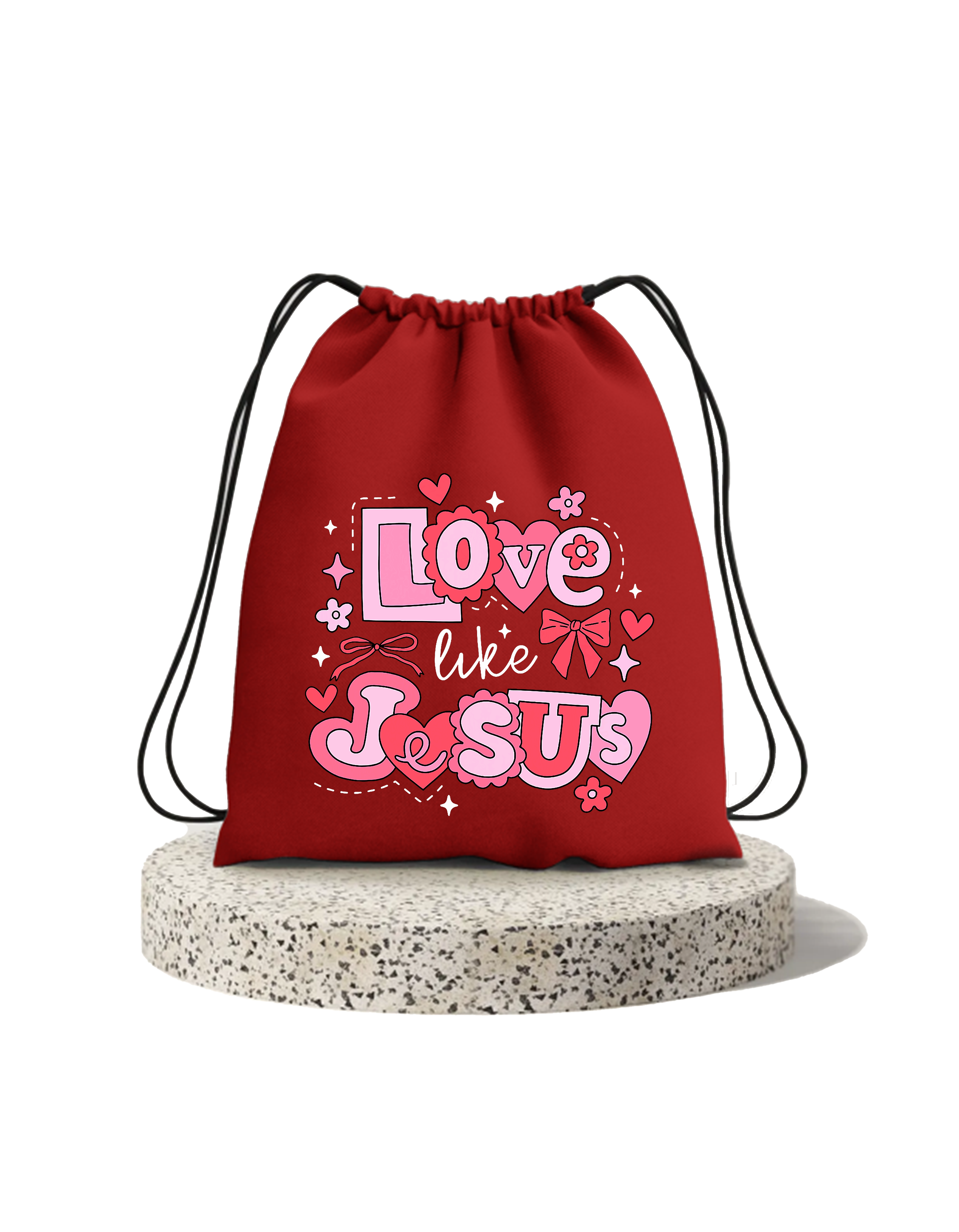 Love like Jesus Printed Cotton Drawstring Bag | Christian Gym & Everyday Carry Bag